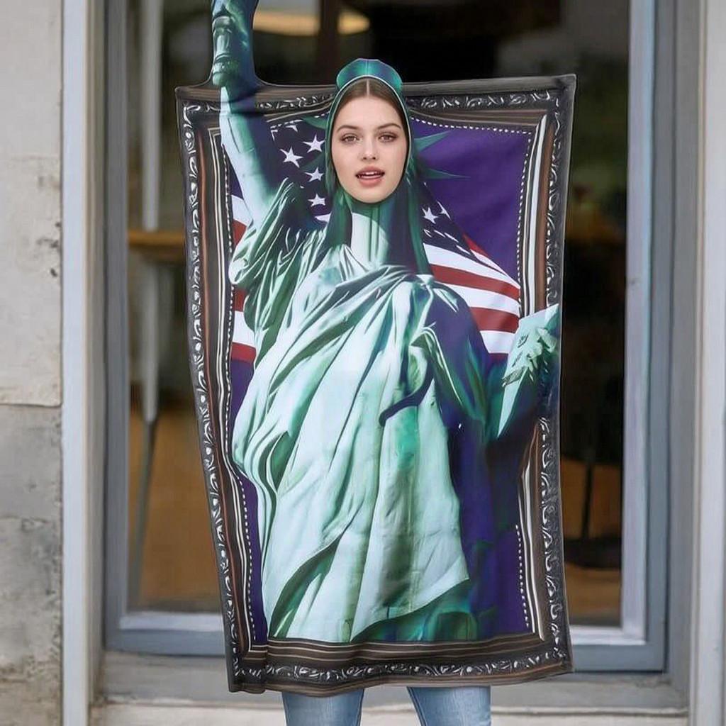 Halloween Cosplay Costume Sponge Suit With Statue Of Liberty Frame For Adult And Kids Party