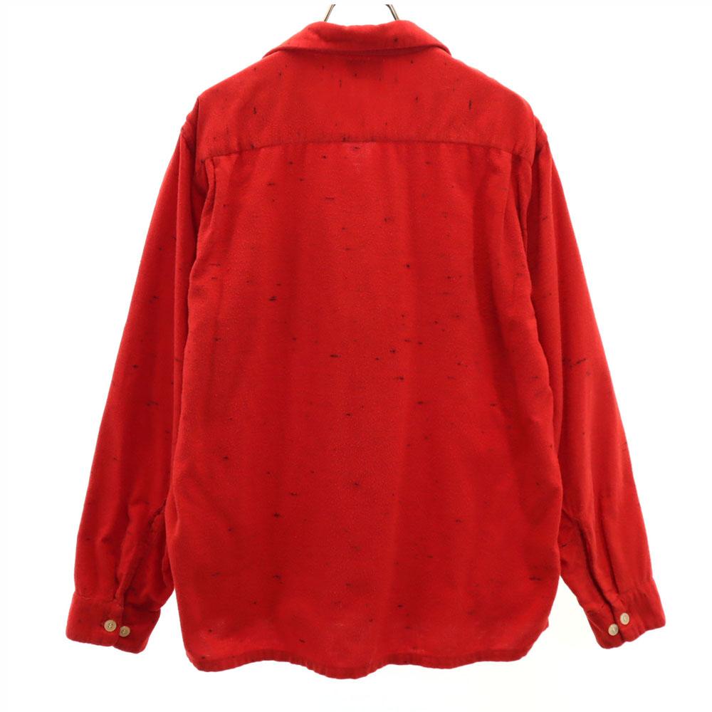 Washington 50s Vintage open collar box cut Long sleeve flannel Open collar shirt Men's Used