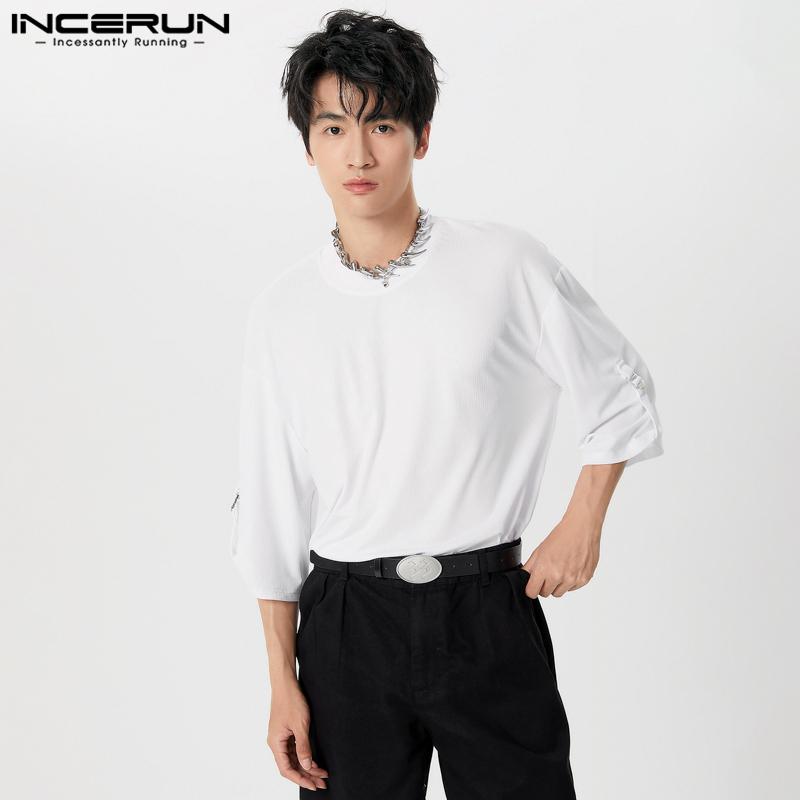 INCERUN Pánská nadměrná ležérní trička s 3/4 rukávem a volného střihu