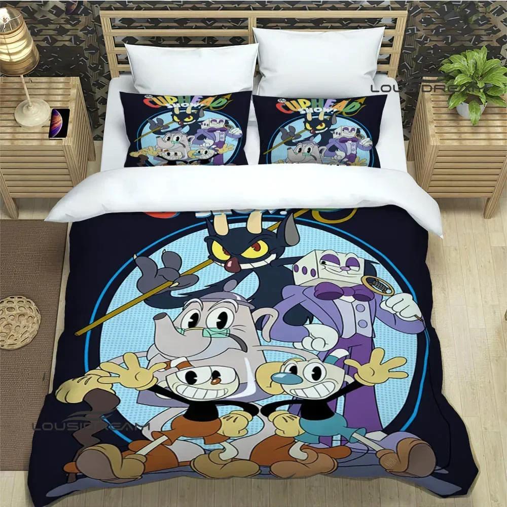 Cuphead Cartoon Printed Bedding Sets Exquisite Bed Supplies Set Duvet Cover Bed Comforter Set Bedding Set Luxury Birthday Gift