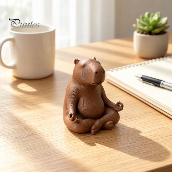 Meditating Animal Sculpture Capybara Figurine, 3D Printed Yoga Statue, Zen Cute Statue Ornament for Home Office Shelf Decoration Relaxing Room