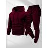 250g Men's Trendy Sports Hoodie & Sweatpants Set - Plain Color