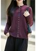 Women's 100% Wool Round Neck Button-Up Cardigan: Autumn/Winter Rolled Hem Knit Sweater