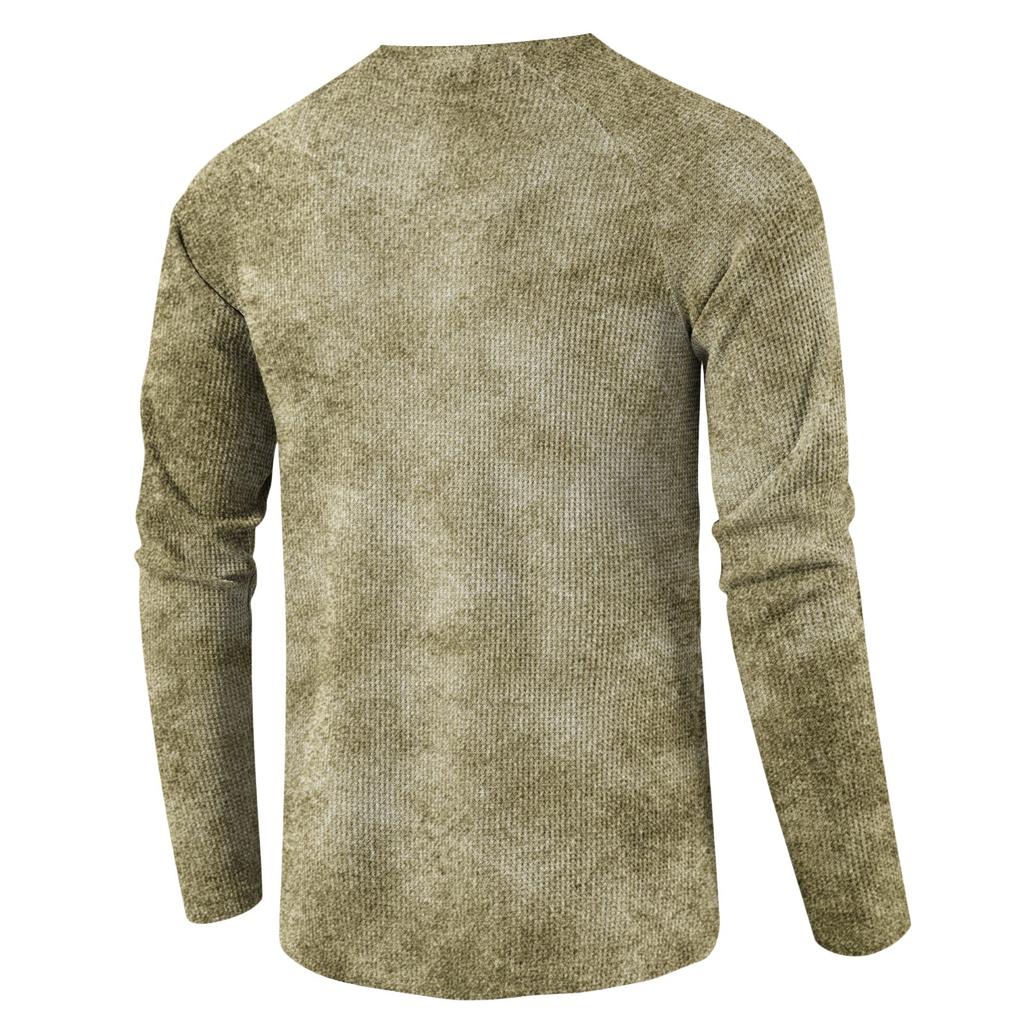 Pánský volný ležérní top s límečkem na knoflíčky a dlouhým rukávem