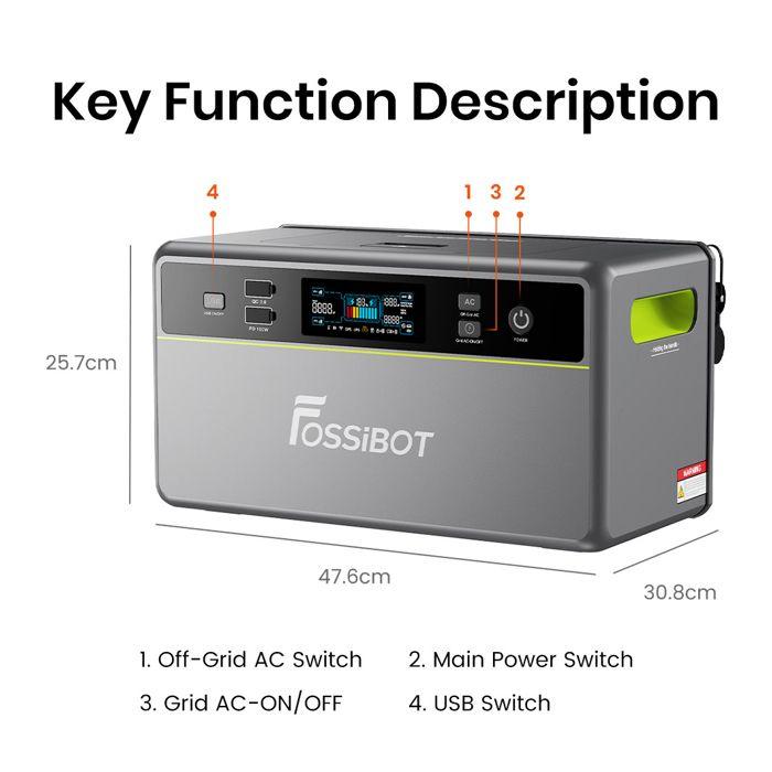 Balkonová solární elektrárna FOSSiBOT FBP1200, LiFePO4 baterie 1958Wh, APP/MPPT/balkon/AI