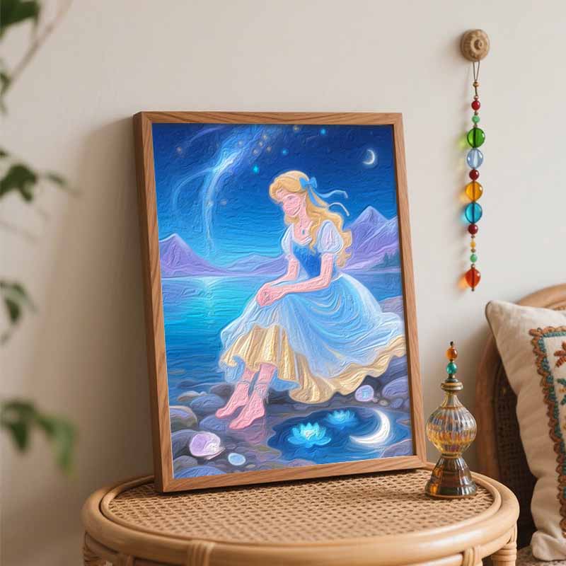 Disney Digital Oil Painting Art Kit Princess Under Starry Sky Handmade Coloring Painting Home Decor