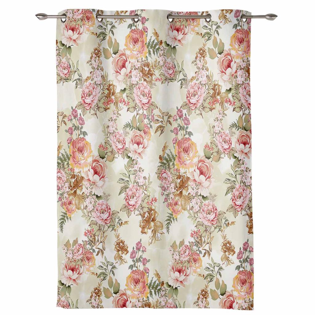 Vintage Flower Leaf Abstract Window Curtain Living Room Luxury Valance Curtain for Bedroom Home Kitchen Decor Curtain