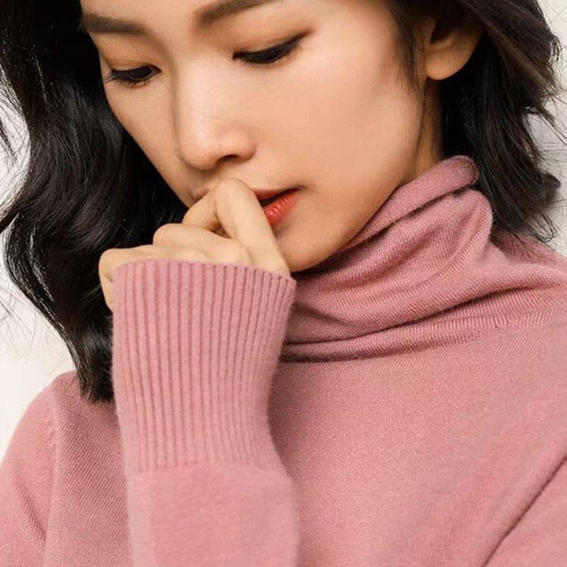 Women's 2023 Spring/Autumn Plus Size Turtleneck Wool Pullover Sweater
