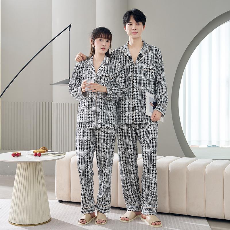 Høst 2025 Rutete Fleece Parpyjamas: Langermet & Buksesett