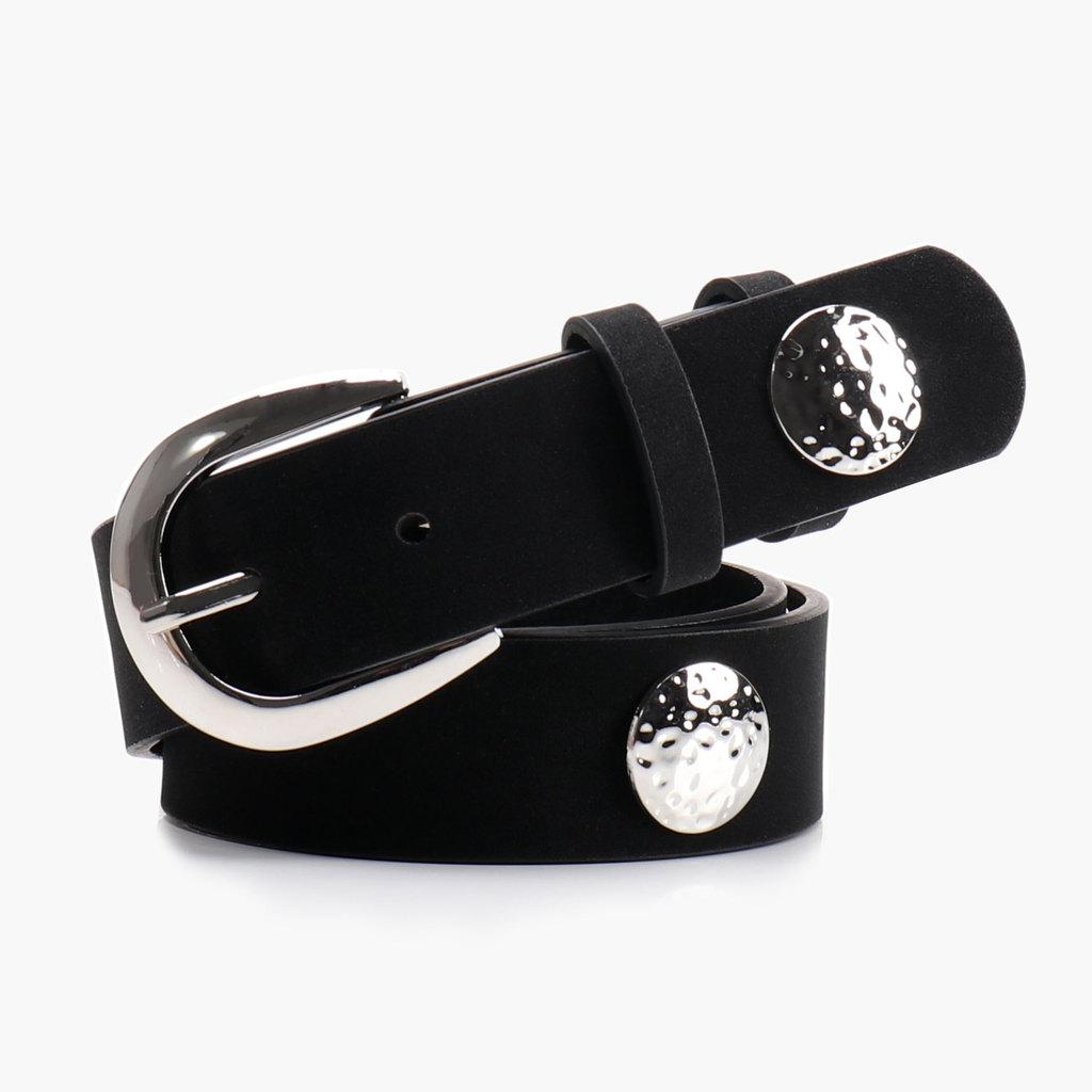 

Fashionable Women Leather Belt With Metal Pin Closure For Punk And Dark Style Outfits чёрный