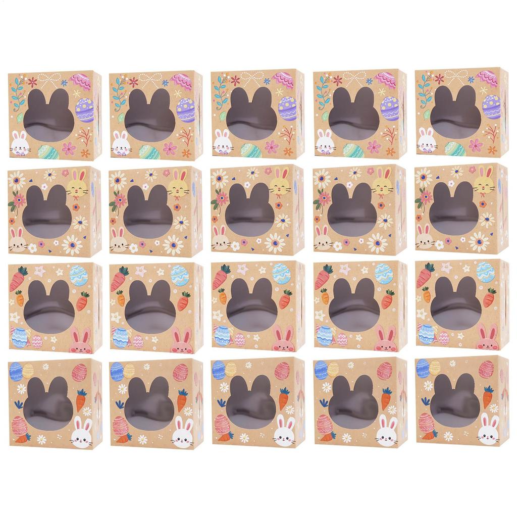 Easter Gift Boxes with Bunny Windows 24 Pieces Easter Boxes for Cake Cookie Candy Treat Snack Toy Craft DIY Holiday Festival