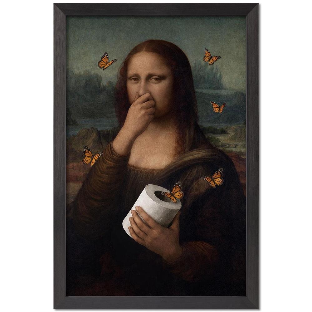 Funny Mona Lisa Toilet Paper Poster Print Vintage Bathroom Wall Art Poster Home Bathroom Wall Art Decoration Toilet Decor