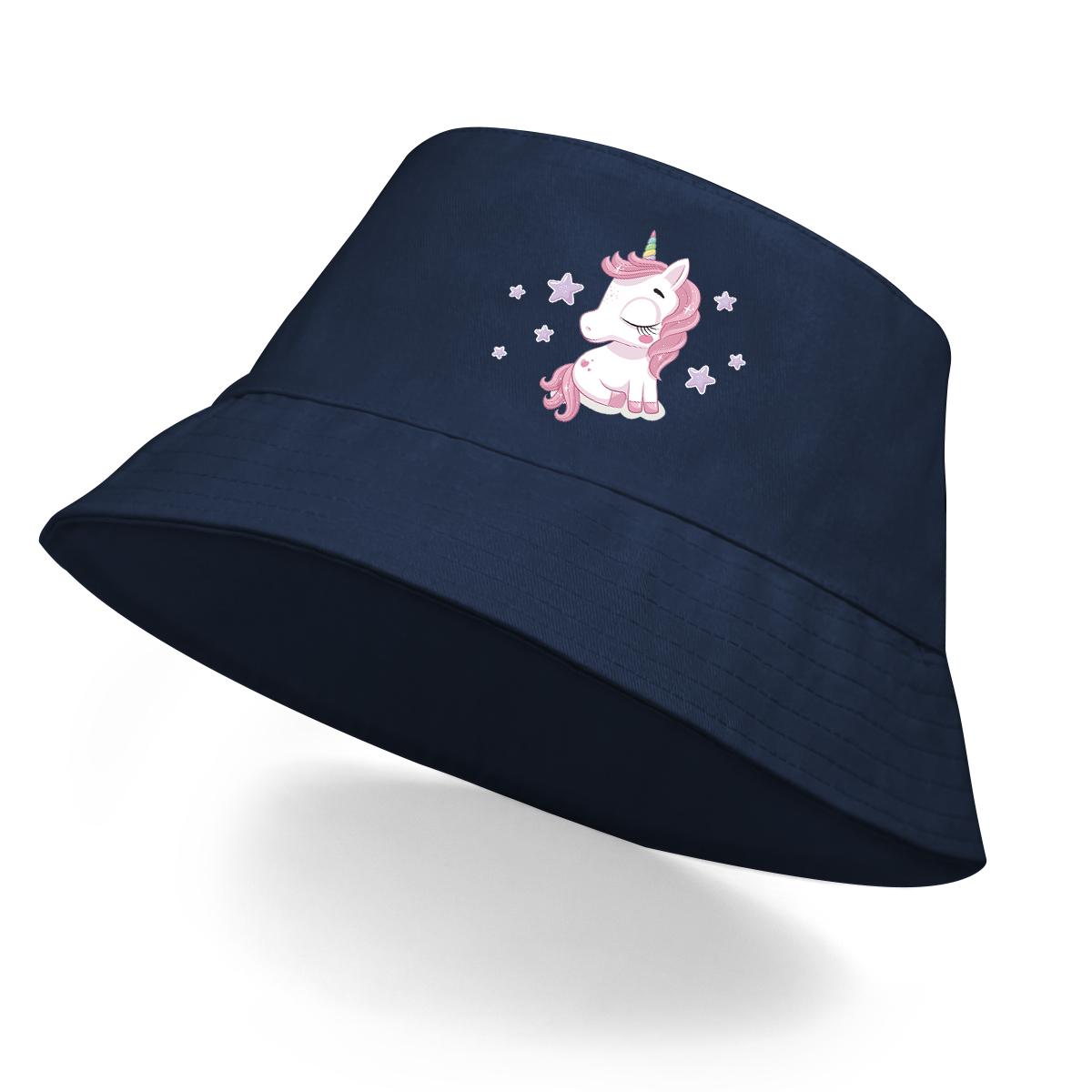 

1 pcs Lovely Unicorn Print Bucket Hat Solid Color Polyester Hat Man Suns-Protect Hats For Women Ideal Choice For Hiking темно-синього кольору