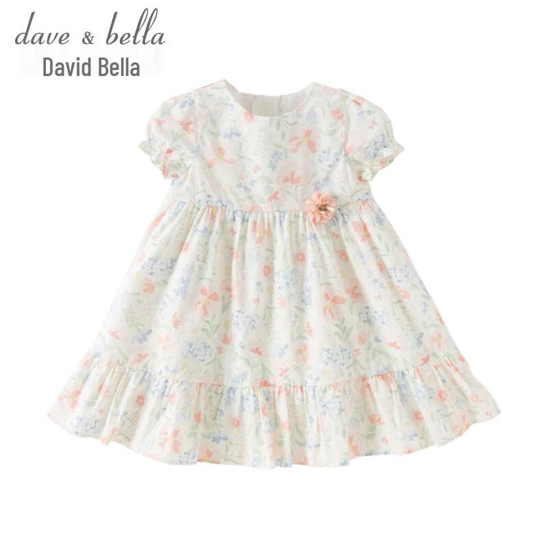 DAVE&BELLA Mädchen Sommerkleid aus Baumwolle mit Blumenmuster