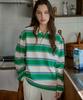 Banwonateullie A3509 Multi-Stripe Collar T-Shirt_Green