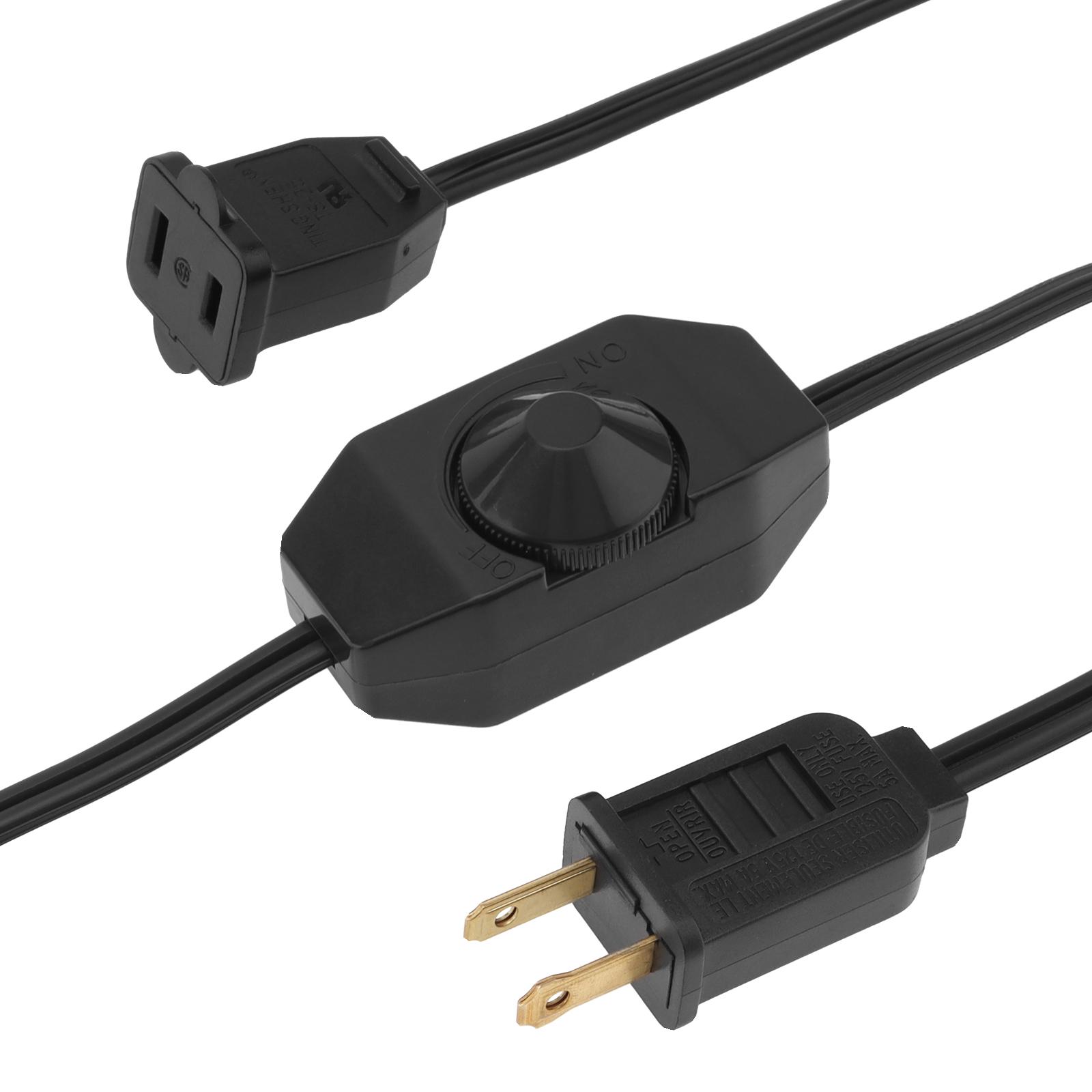 

1.8M 5.9ft Штепсельна Лампа Диммер Перемикач Подовжувач Обертове Керування Надміцний 220В Лампи Розжарювання з Можливістю Диммування