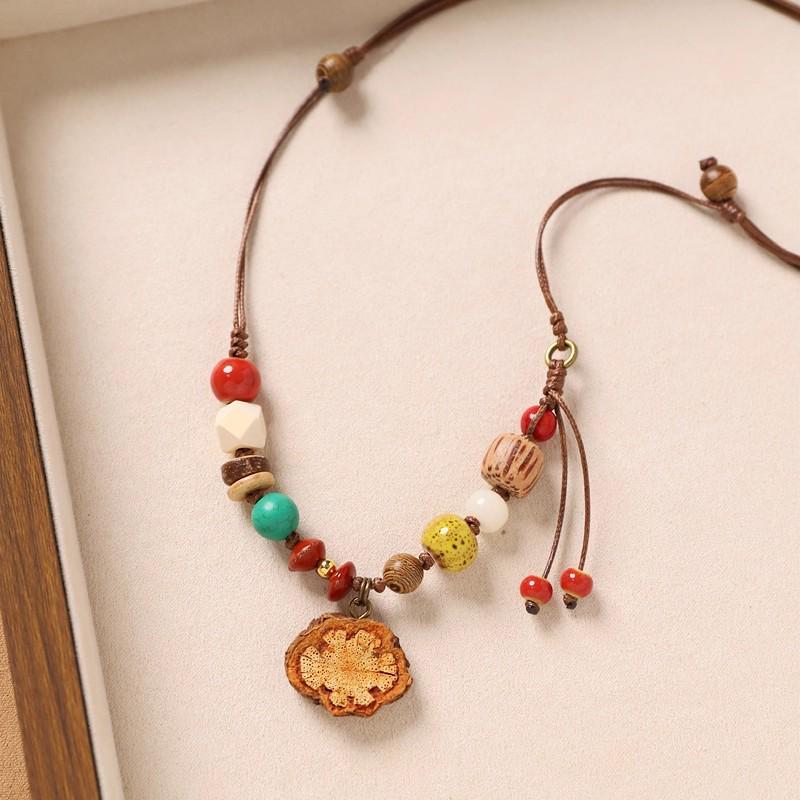 Bohemian Ceramic Necklace: Vintage Ethnic Long Sweater Chain & Zen Choker