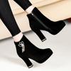 Maogu Sexy Fashion Women Rhinestone Thick Heeled Platform Short Boot Autumn Winter 2024 High-heeled Ankle Boots Botas De Mujer