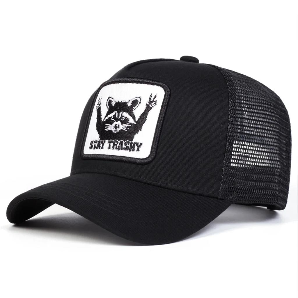 Net Baseball Stitching Embroidered Raccoon Trashy Stay Neutral Gender Women Men For Caps Spring Summer Outdoor Adjustable Casual Hats Sunscreen