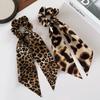 Leopard Print Bow Ribbon Large Scrunchies High Elastic Hair Ties for Women Ponytail Holder Hot Selling Daily