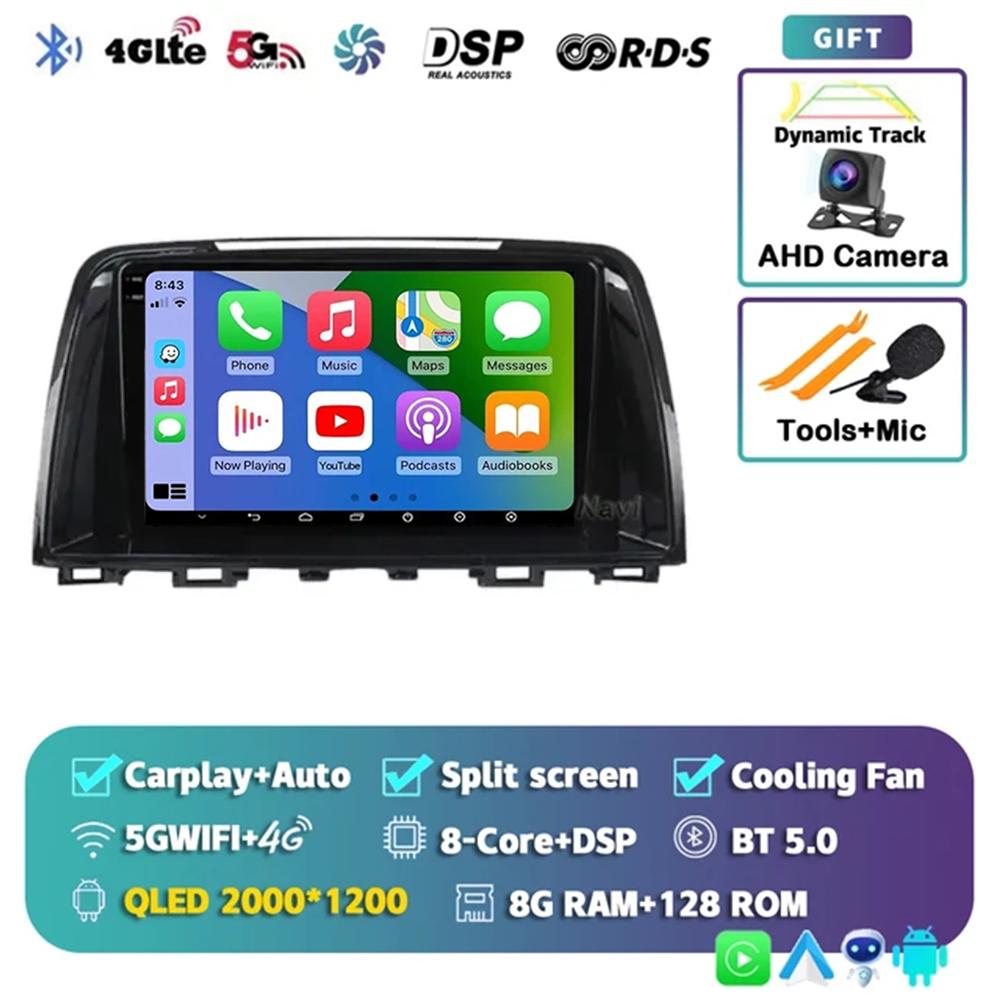 Android 14 Carplay Auto Car Radio For Mazda 6 GJ Atenza 2012 2013 2014 2015 2016 2017 Car Multimedia Video Player GPS Navigation