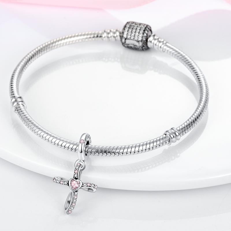 Original Charms Copper Fashion Synthetic Zircon Cross Series Charm Bead Fit 3Mm Original Bracelet For Women Diy Jewelry Gift