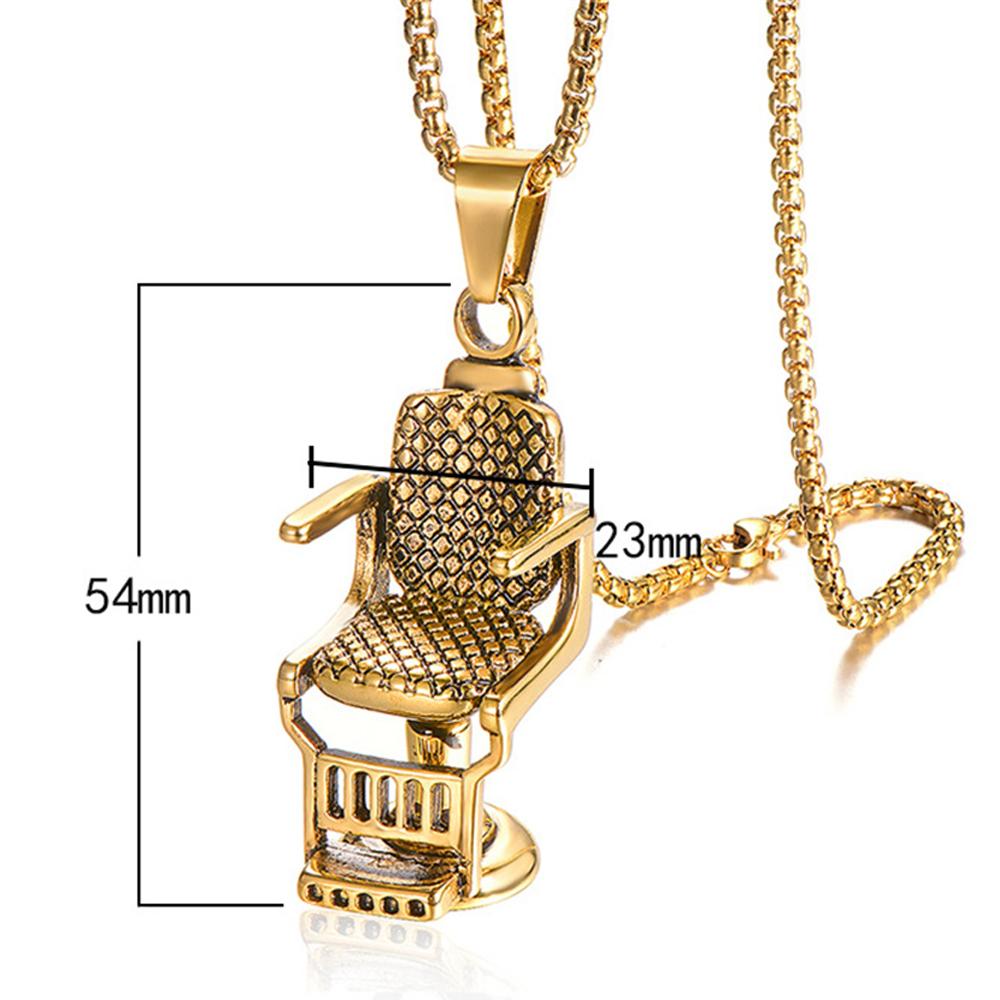 Punk Barber's Chair Seat Shape Pendant Male Gold Silver Color Stainless Steel Barber Necklace for Men Barbershop Jewelry Gift