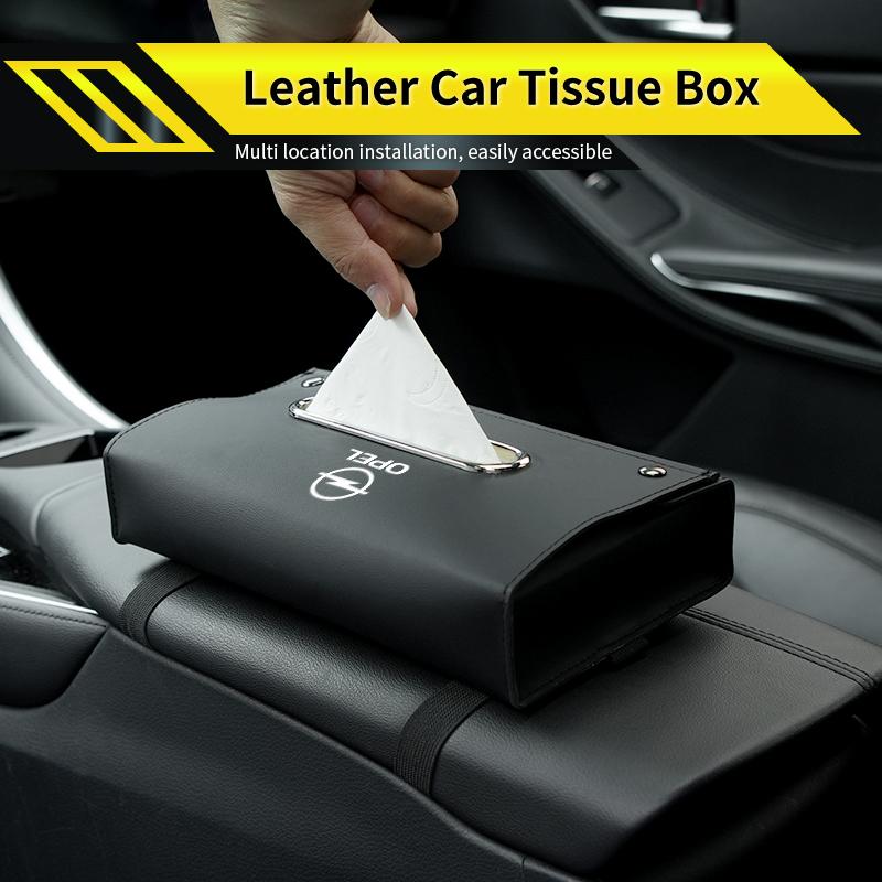 AAAYR1 Leather Car Mounted Hanging Tissue Box Tissue Tools Organizer For Opel Corsa Astra Insignia Vectra Zafira Meriva Mokka Ampera