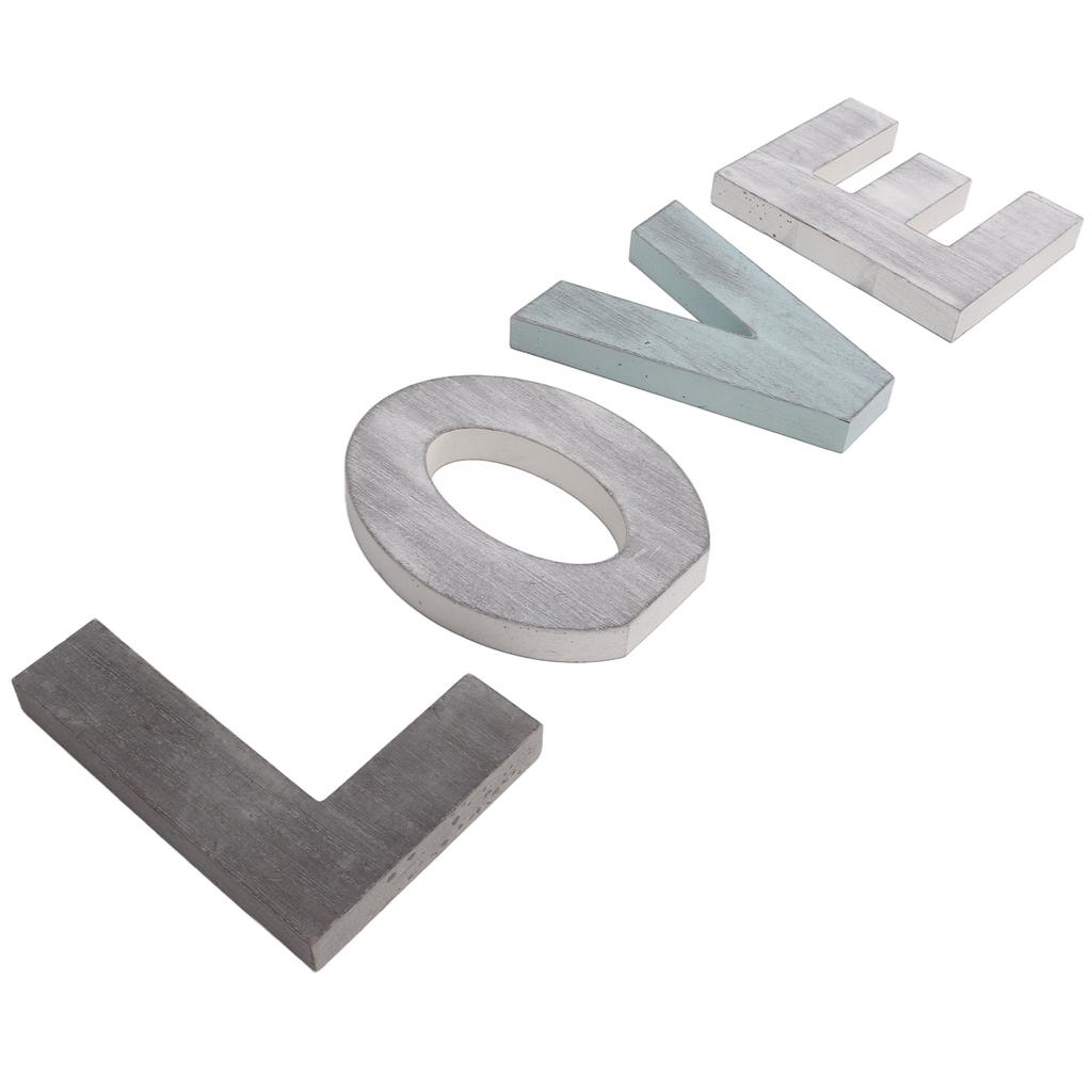 Wood Love Sign Distressed Retro Exquisite Freestanding Multicolor Design Letters LOVE Decoration