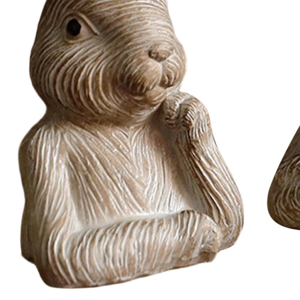 Bunny Figurines 2 Piece Collectible Bunny Figurines Ornament Rustic Outdoor Statues For Garden For Easter Home Table Shelf Yard