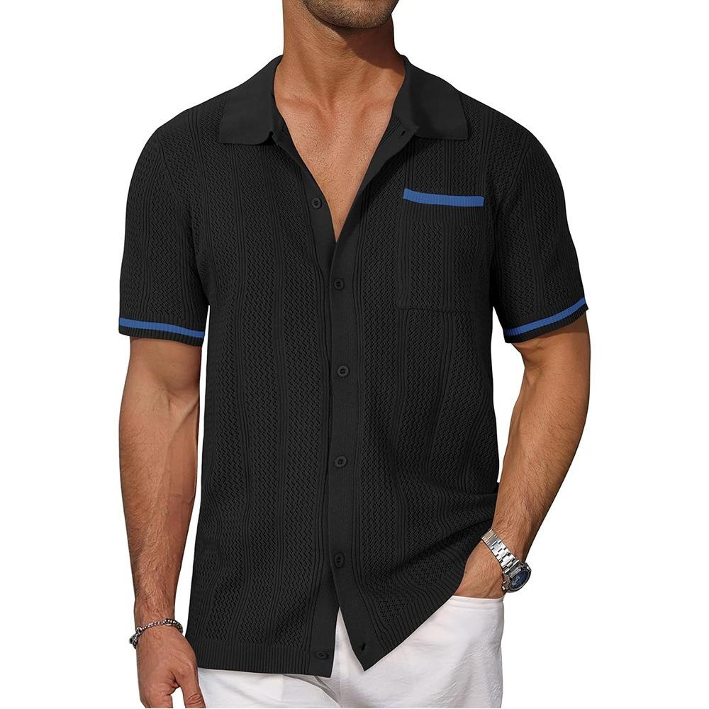Men's Shirts Short Sleeve Patchwork Shirt Summer Casual Turn-down Collar Shirts Beach Vacation Style Shirts