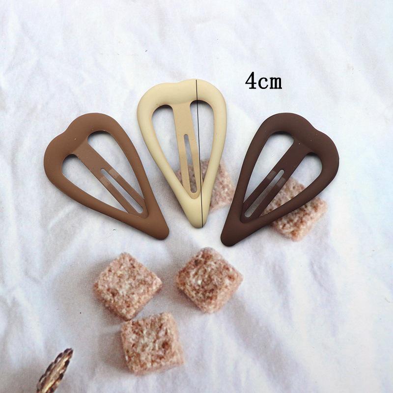 Korean Style Milk Coffee Color Hair Clip Set - Fashionable Rubber Paint Feel BB Side Clips for Girls