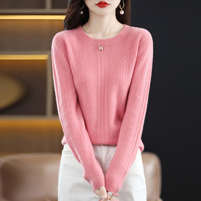 Jesień i Zima Nowy Sweter Pulower z Okrągłym Dekoltem Swobodny Sweter Damski Sweter Dzianinowy Bazowy