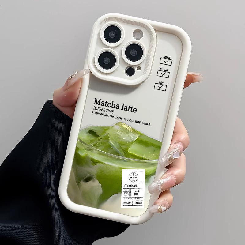 Funny Iced Coffee Phone Case For IPhone 16 15 14 13 12 11 17 Pro Max Case 14 15 Plus 17Air Cute Cartoon Matcha Milk Soft Cover