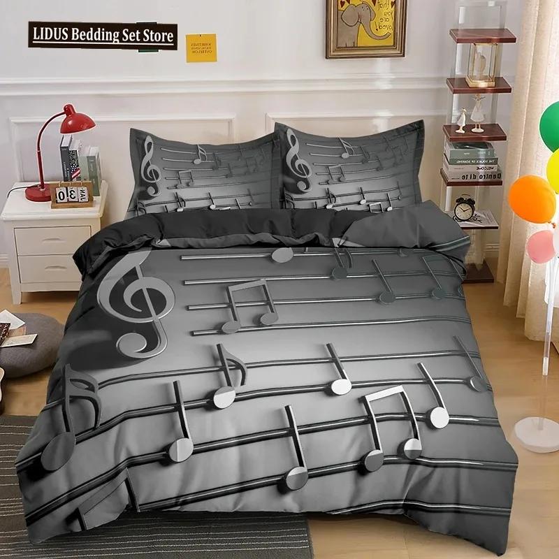Music Notes Bedding Set Duvet Cover Set Piano Keys Keyboard Bed Set Classic Music Melody Comforter Cover For Kids Boys Girls