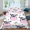 Cute Cows Duvet Cover Set Kawaii Farm Animal Bedding Set Microfiber Floral Comforter Cover Twin King For Kids Boys Girls Decor