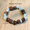 1pc Bohemian Natural Stone Bead Bracelet with Coffee Bean & Sea Salt Handmade Beaded Suitable for Women, Arabesque Style, Natural Materials