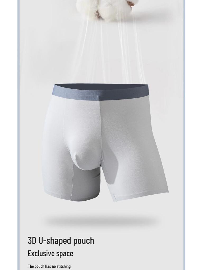 Men's Plus Size Seamless Ice Silk Boxer Briefs - Anti-Chafe, Antibacterial for Running & Fitness