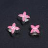 10Pcs/Lot 9.5×9.5mm Alloy Drop Oil Beads Colorful Four Petal Flower Large Hole Loose Beads For Diy Bracelet Necklace Jewelry