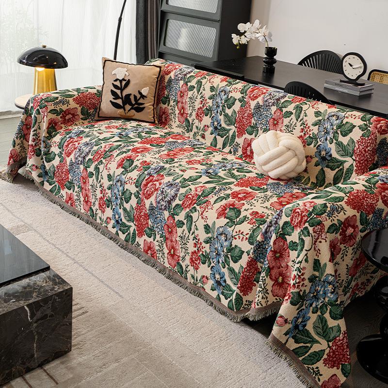 Floral Sofa Cover Cat-Proof Full Wrap Reversible for L-Shaped 2/3/4 Seater Couch Multi-Color Living Room Protector
