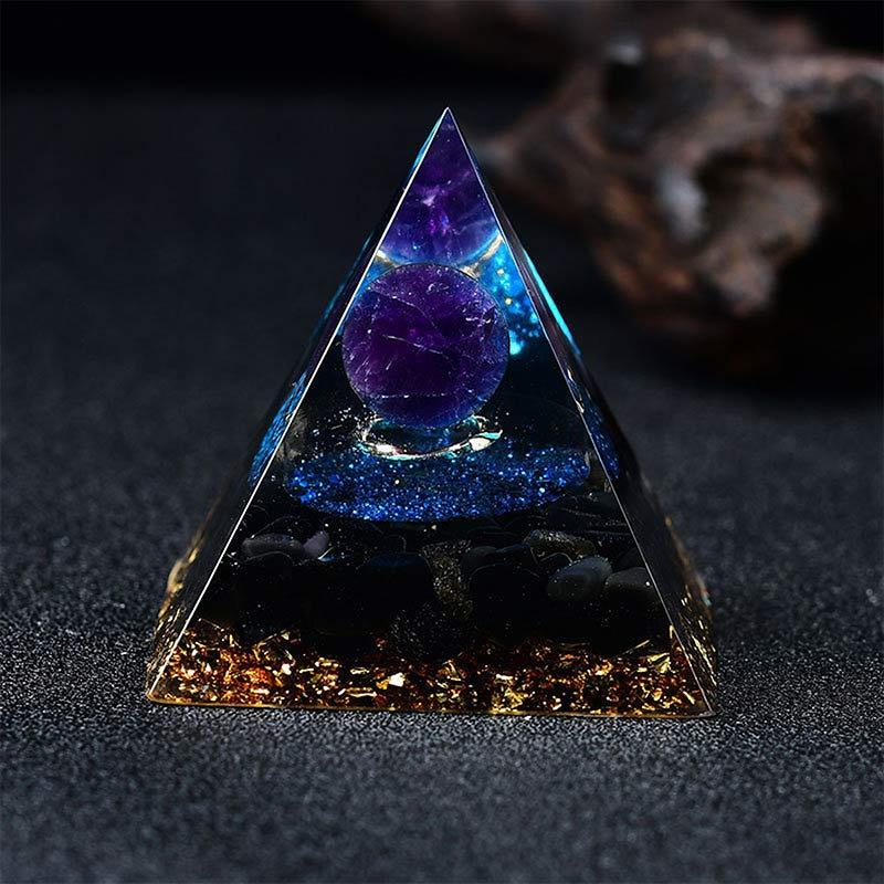 Energy Pyramid Reiki Natural Amethyst Ball Healing Crystals Chakra Tool Ornaments Resin Stones Craft Kids Gift Pyramid