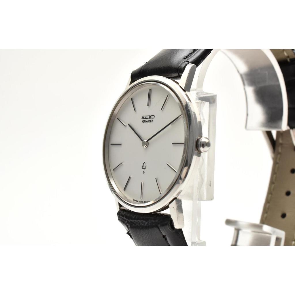 Used Good Condition SEIKO 7820-8050 Quartz White Dial Stainless Steel Vintage 1980's Unisex Watch Working Item