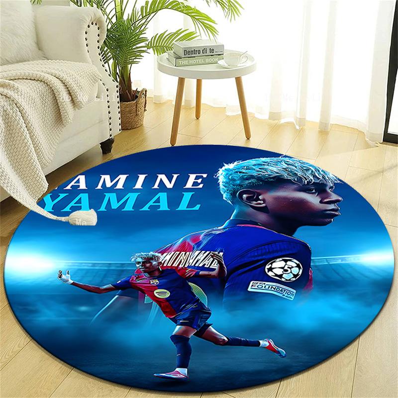 1pc Lamine Yamal Print Round Carpet Chair Round Carpet Suitable for Bedroom Living Room Home Decorative Carpet