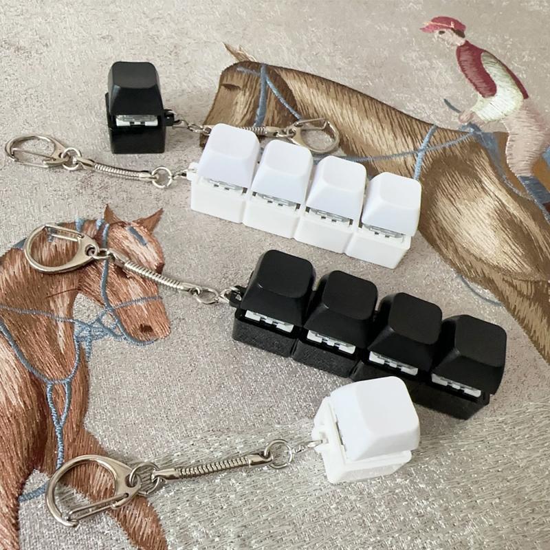 4Keys Keyboard Key Irritability Toy, Finger Pressure Relief Button, Adult Offi Stress-relieving and Calming Key Chain Gift