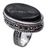 Black Onyx Natural Gemstone Ethnic Antique Design Ring US Size-8.5 R 4419