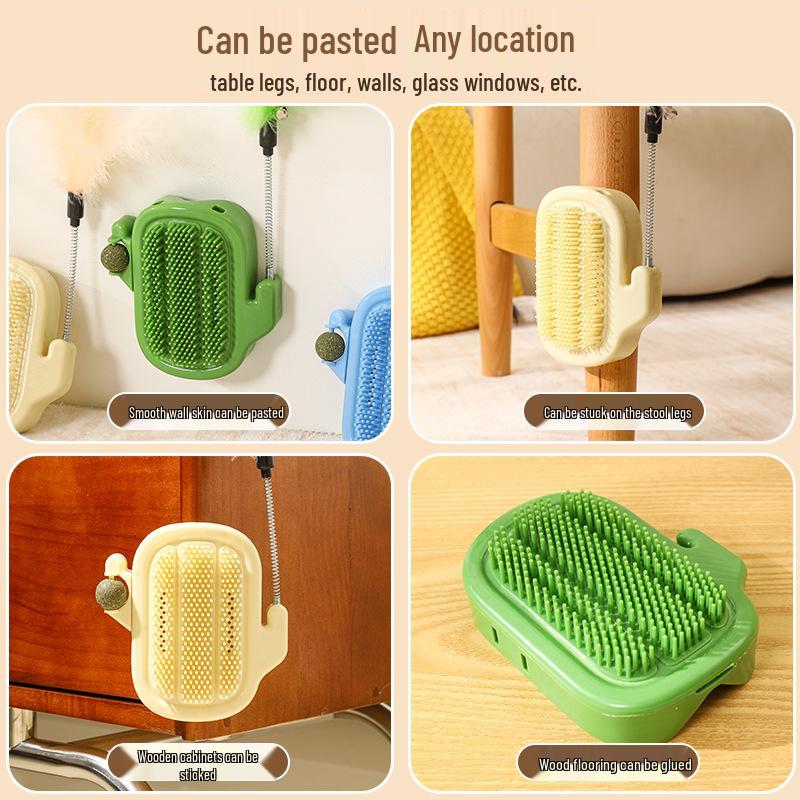 Wall-Mountable Cat Scratching Post with Teaser Stick & Catnip Self-Play Toy