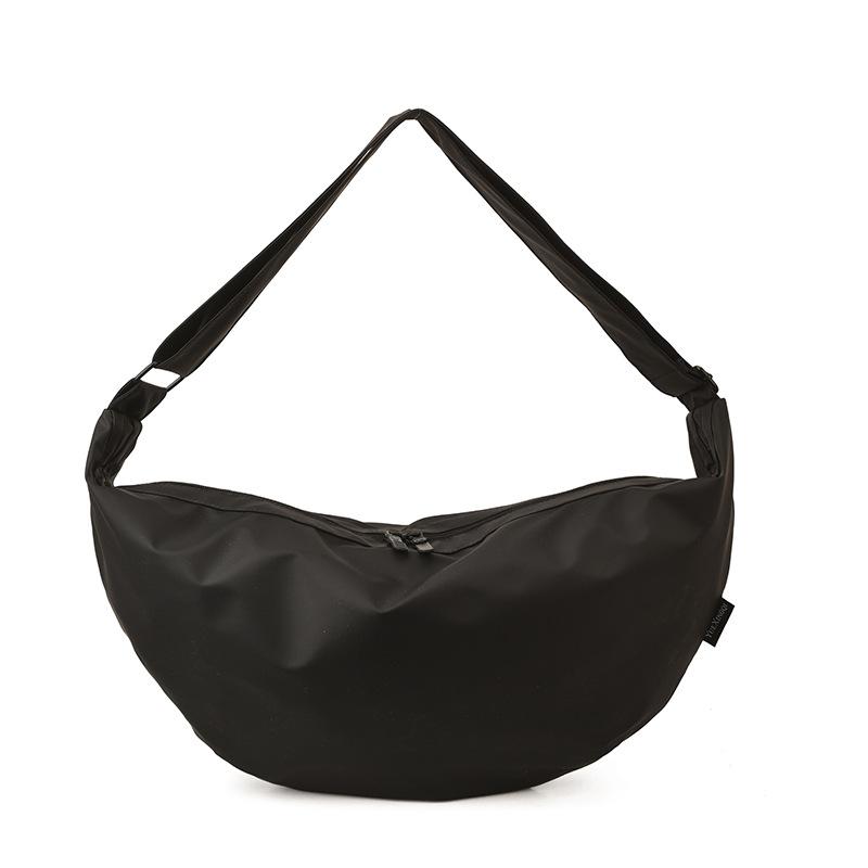 Korean Casual Style Large Capacity Girls Black Messenger Bag Student Canvas Shoulder Bag Commuter Bag Dumpling Bag Tide