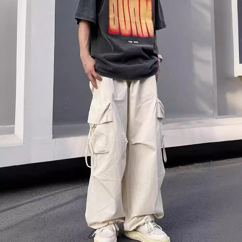 American Straight Overalls Men's and Women's Spring and Summer Loose and Versatile Blue Wide-leg Pants