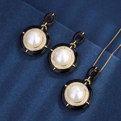 Jewelry Inlaid White Bead Inlaid Diamond Round Temperament Set 14Mm