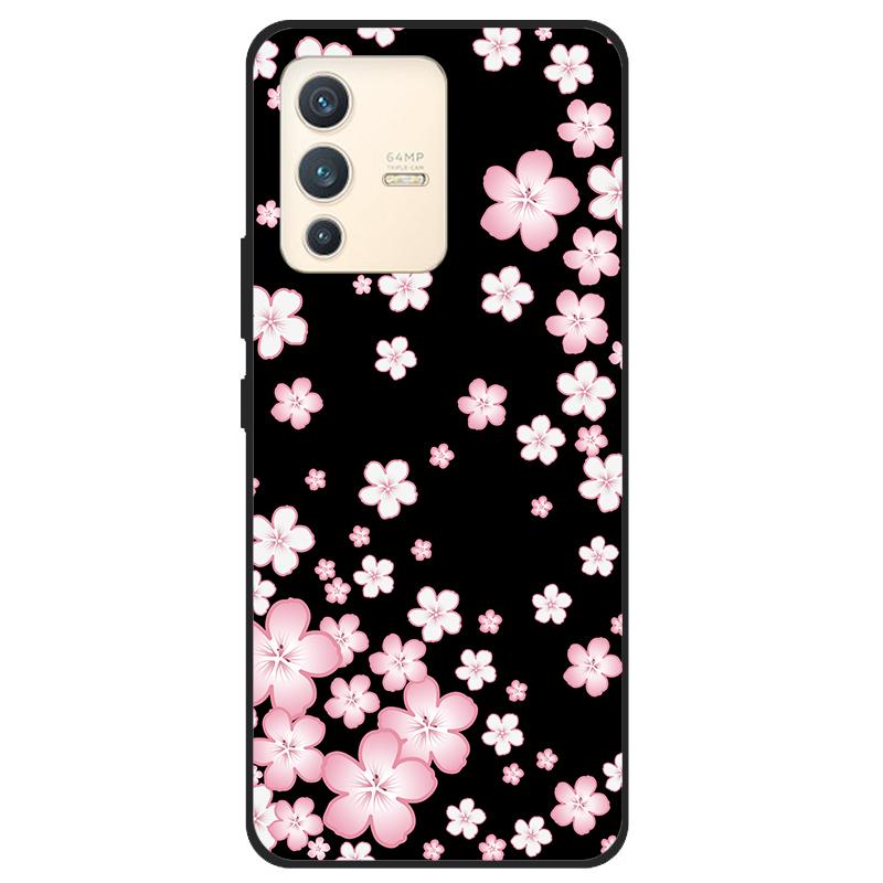 

Case For Vivo V23 5G Back Cover Soft Shockproof Silicone Funda For Vivo V2130 Phone Cases Natural Landscape TPU Black Frame Capa Vivo V2130